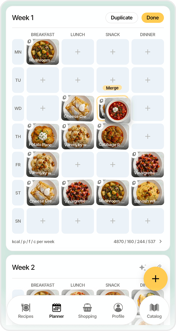 FoodsPlans planner screen