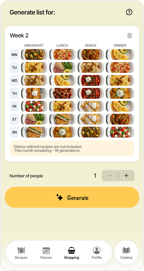 FoodsPlans shopping list screen