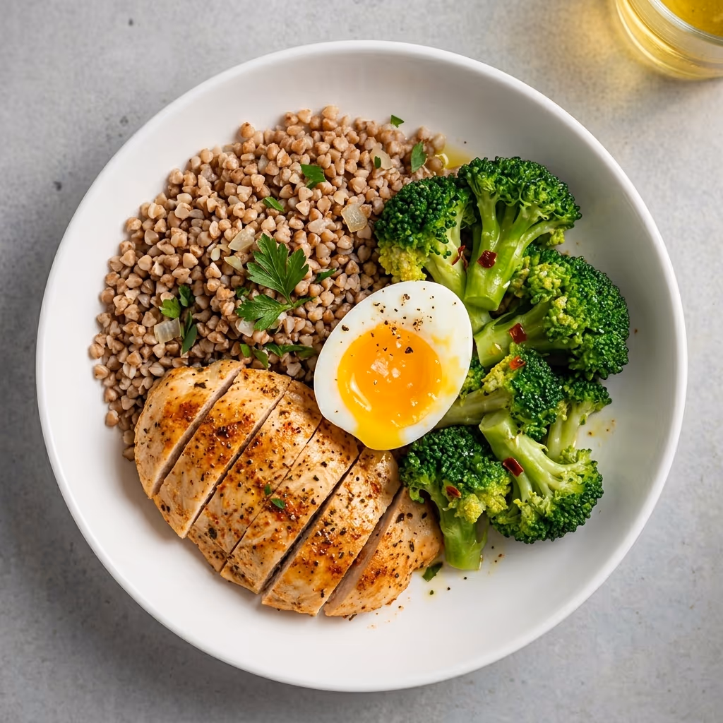 Buckwheat, Chicken, Egg, Broccoli